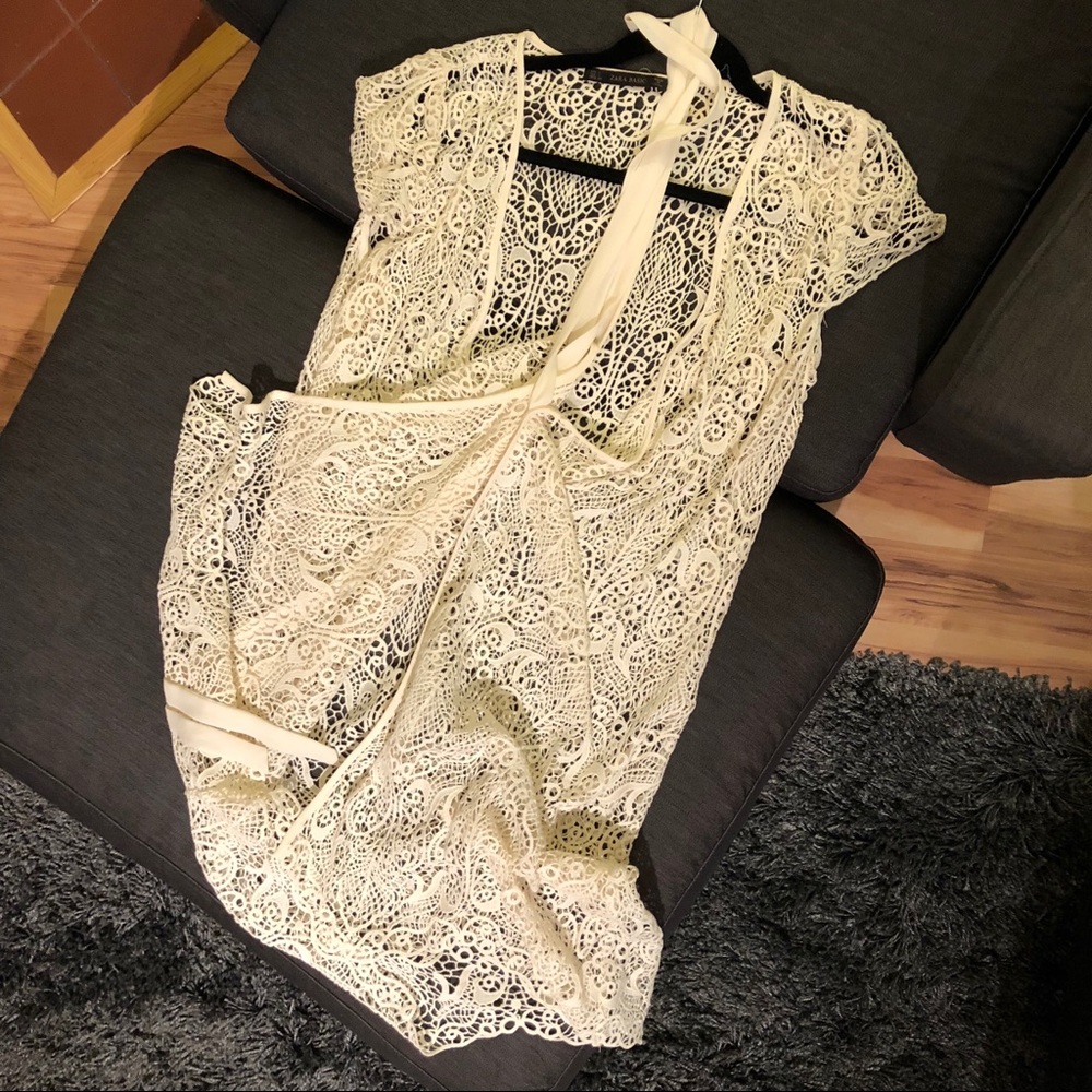 Zara Basic Lace Shell Wrap Dress - image 4